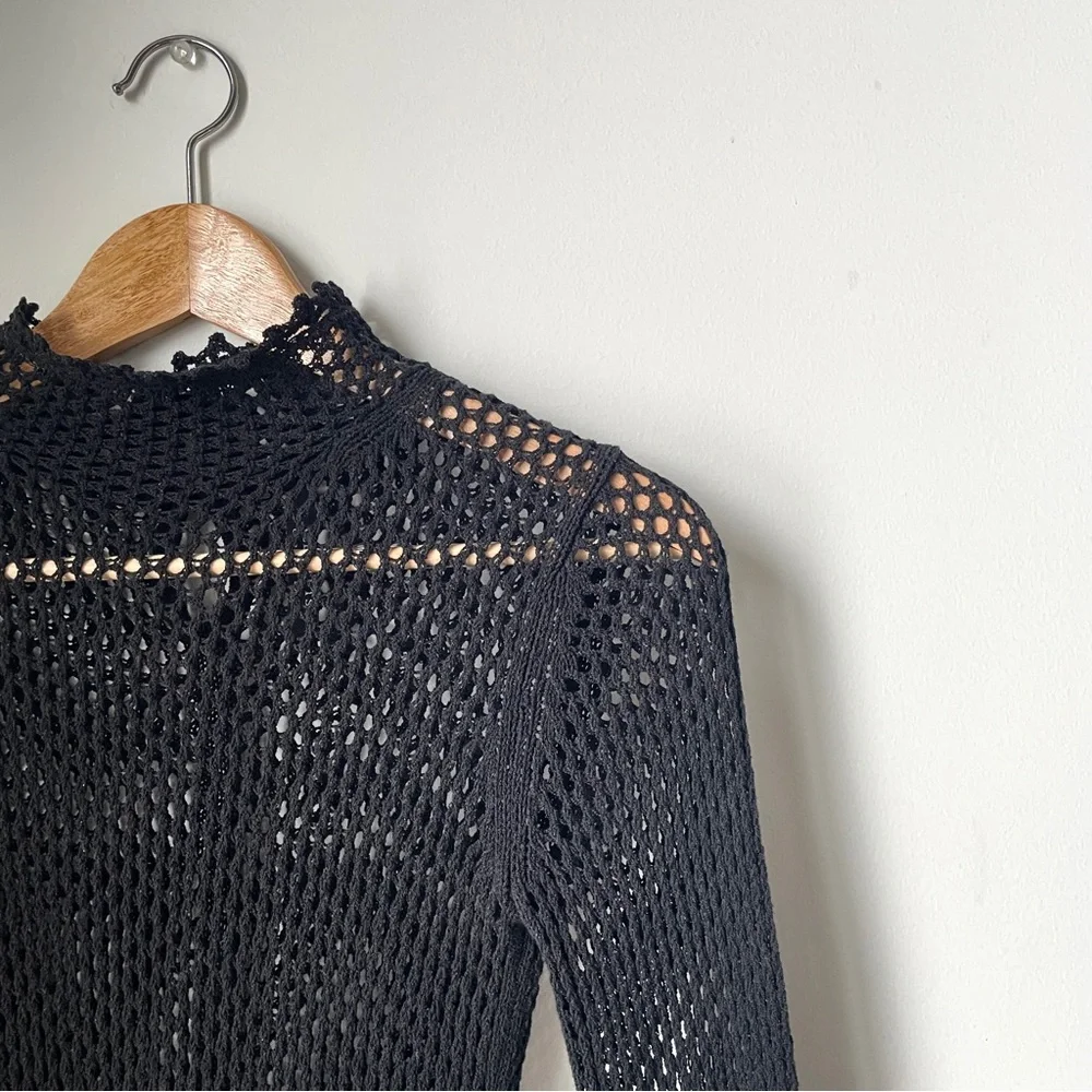 All Saints NEW Top. Mesh knit Black, Sz 0